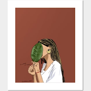 woman with leaf / Posters and Art